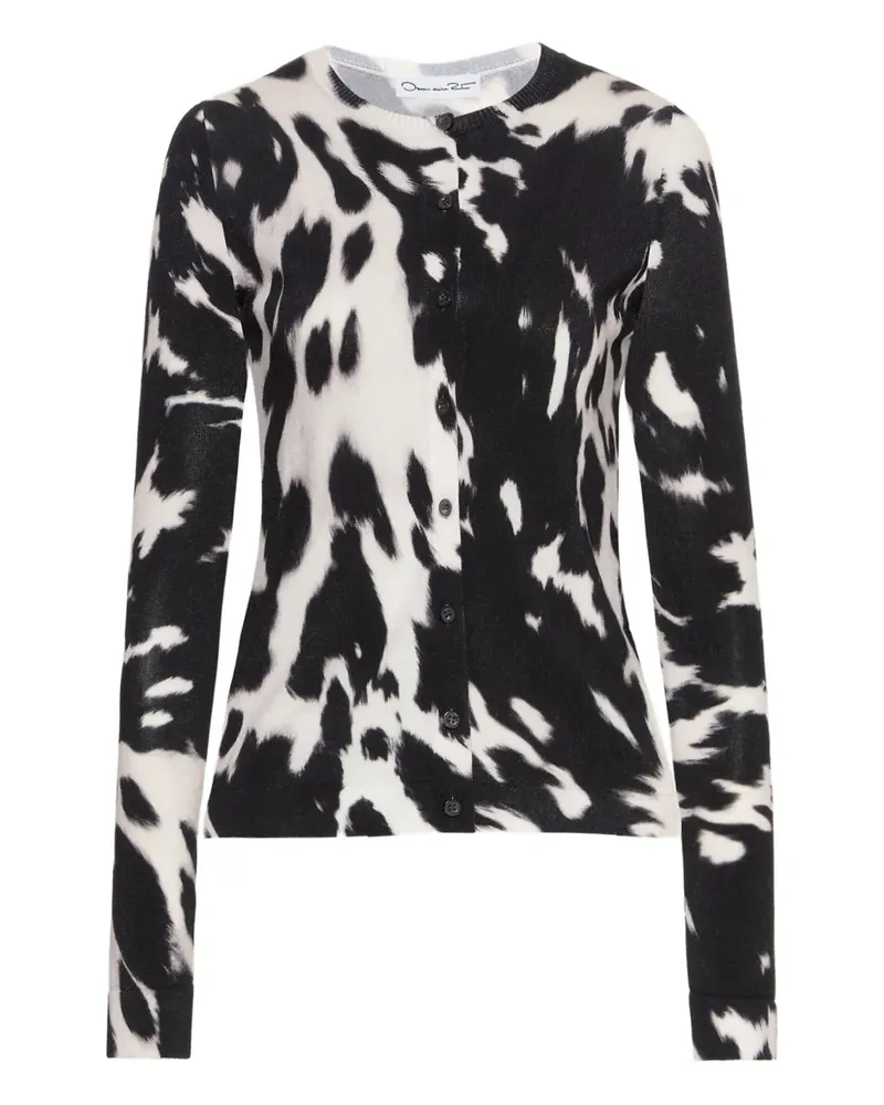 Oscar de la Renta Geknöpfter Cardigan mit Kuhfell-Print - Schwarz Schwarz