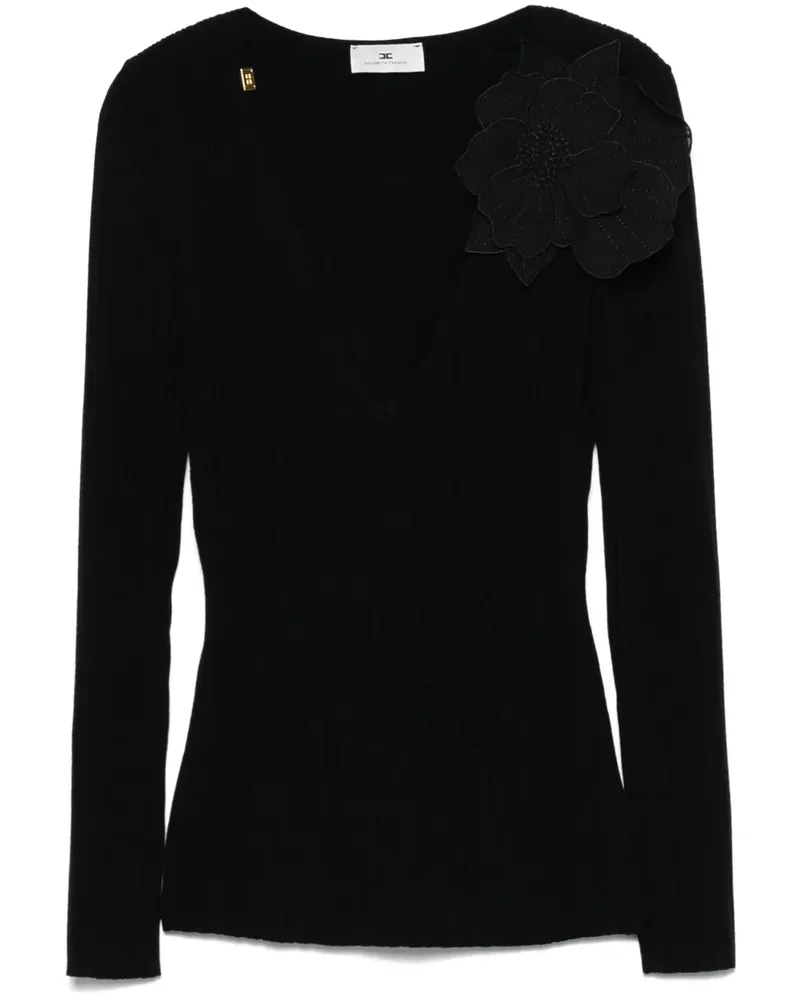 Elisabetta Franchi Oberteil mit Applikationen - Schwarz Schwarz