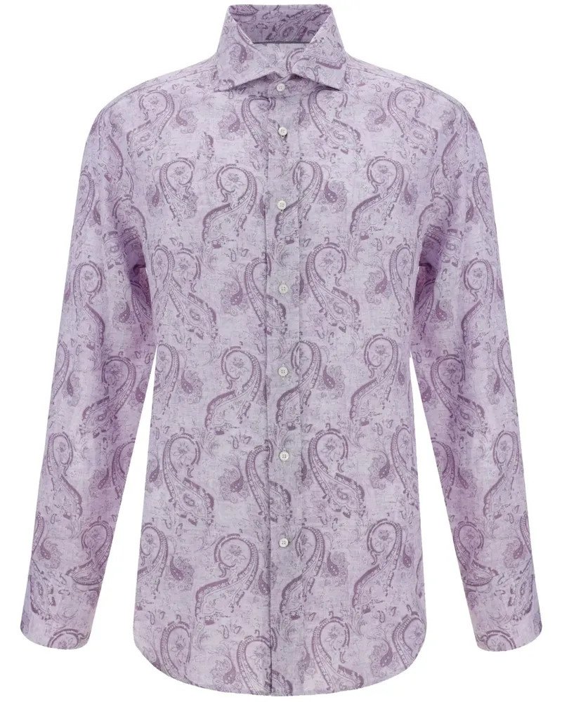 Brunello Cucinelli Hemd mit Paisleymuster - Violett Violett