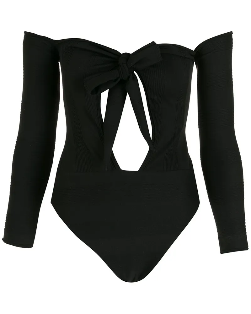 Amir Slama Badeanzug mit Cut-Out - Schwarz Schwarz