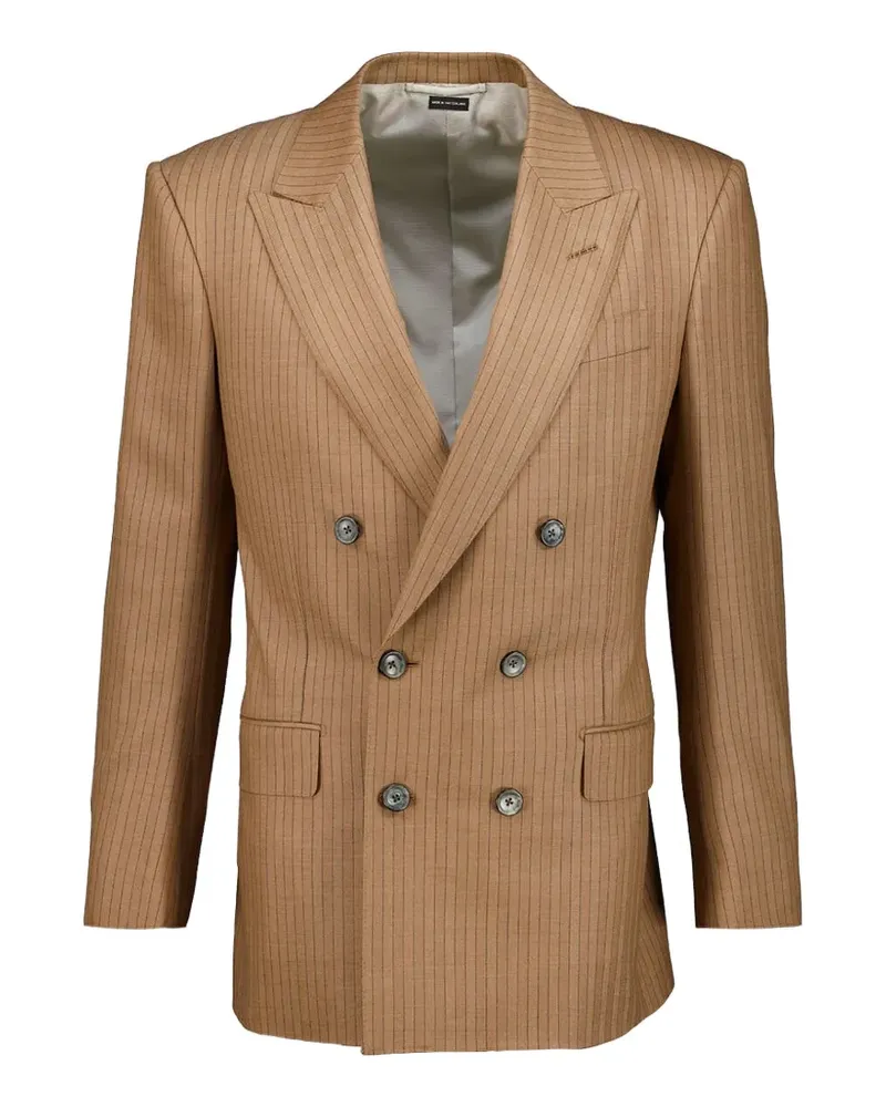 Tom Ford stripe-print double-breasted jacket - Nude Nude
