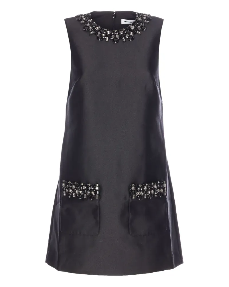 Self-Portrait Ärmelloses Minikleid mit Verzierung - Schwarz Schwarz