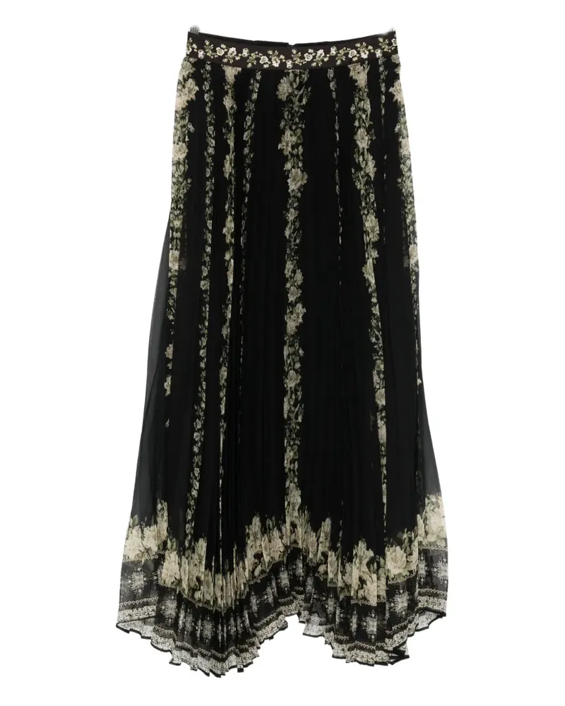 Alice + Olivia Katz floral pleated maxi skirt - Schwarz Schwarz