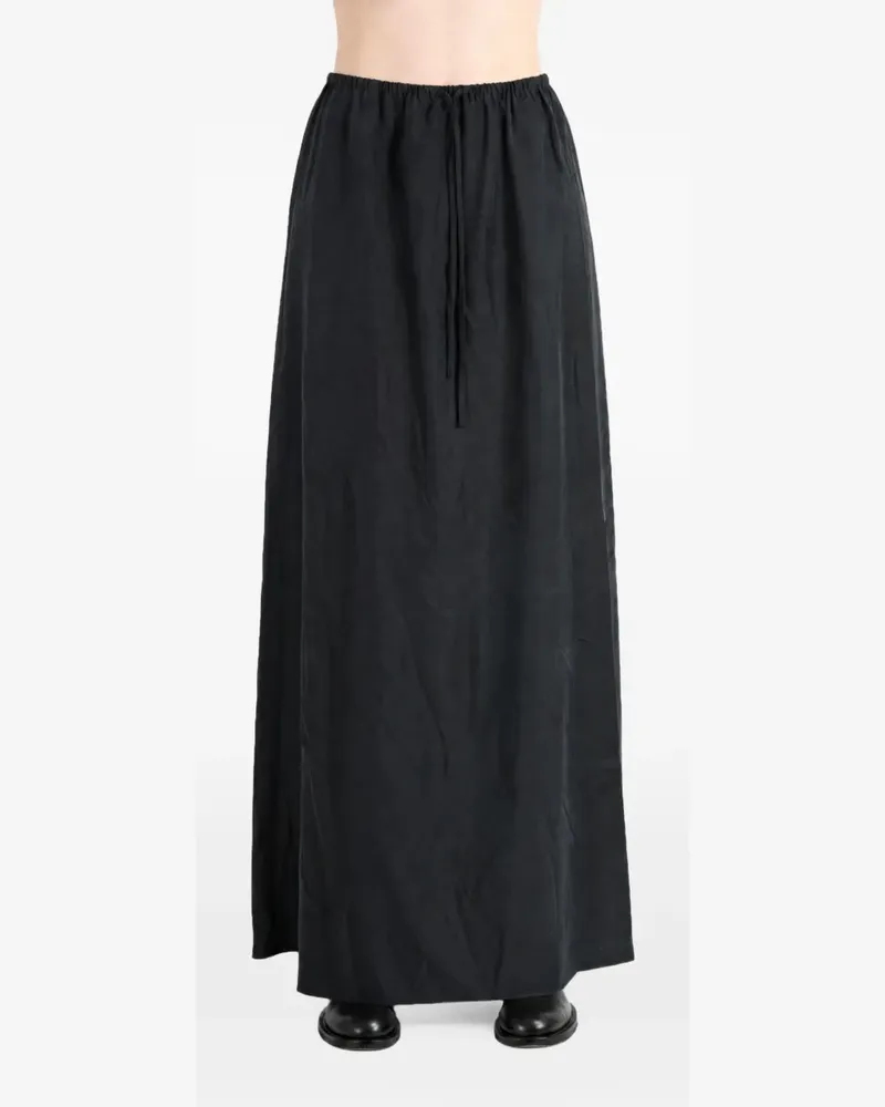 AMOMENTO crinkled drawstring maxi skirt - Schwarz Schwarz