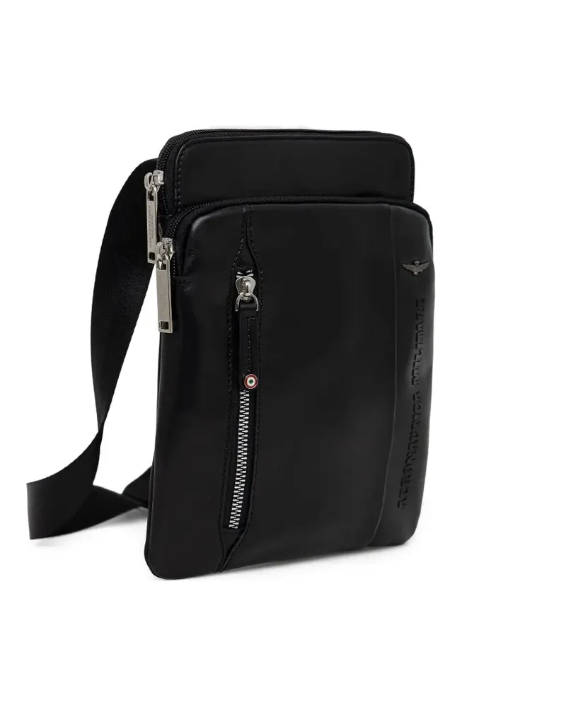 Aeronautica Militare Kuriertasche mit Reißverschluss - Schwarz Schwarz