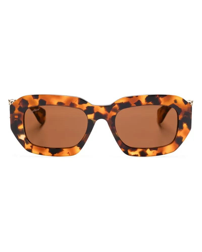 Cartier Sonnenbrille mit eckigem Gestell - Braun Braun