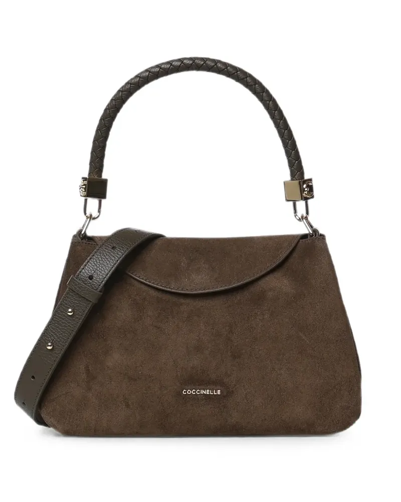 Coccinelle braided-handle suede tote bag - Braun Braun