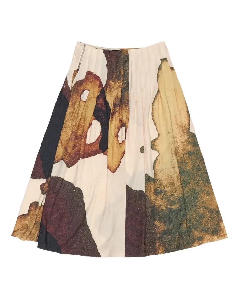 BIMBA Y LOLA pleated abstract-print skirt - Nude Nude