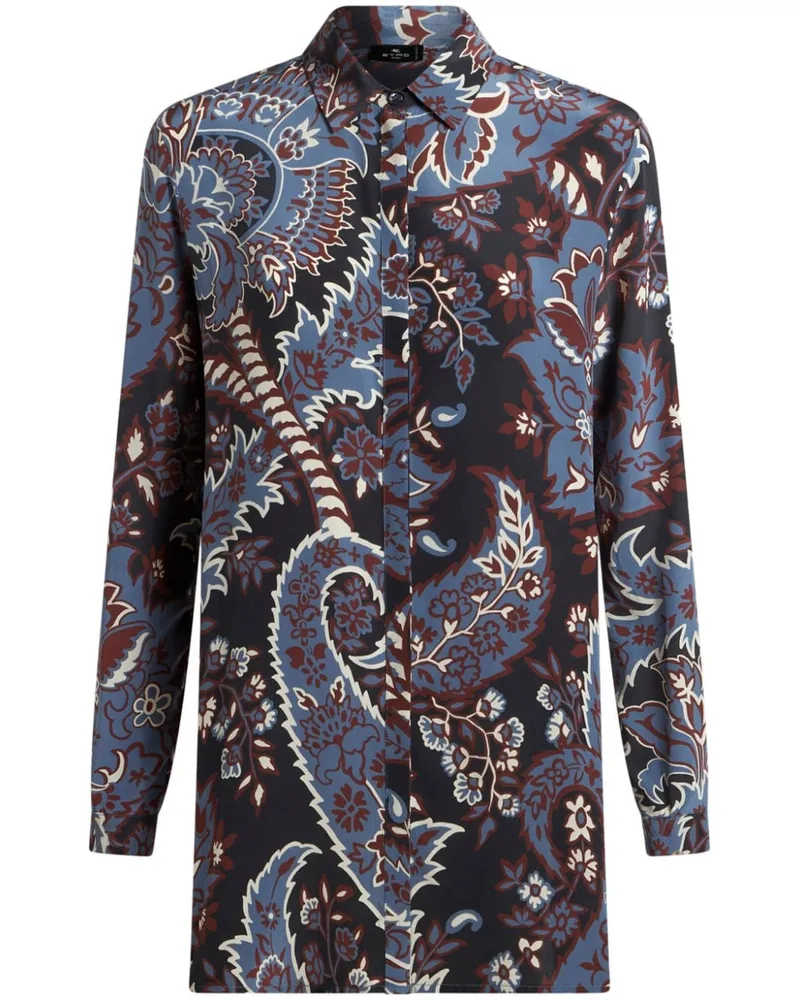 Etro Seidenhemd mit Print - Schwarz Schwarz