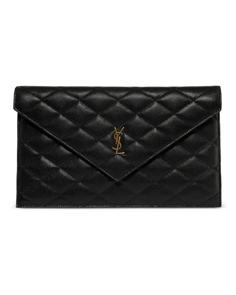 Saint Laurent Paris pouch in grain-de-poudre leather - Schwarz Schwarz