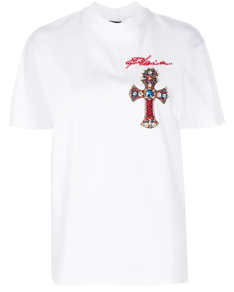 Philipp Plein Verziertes T-Shirt mit Logo - Weiß Weiß