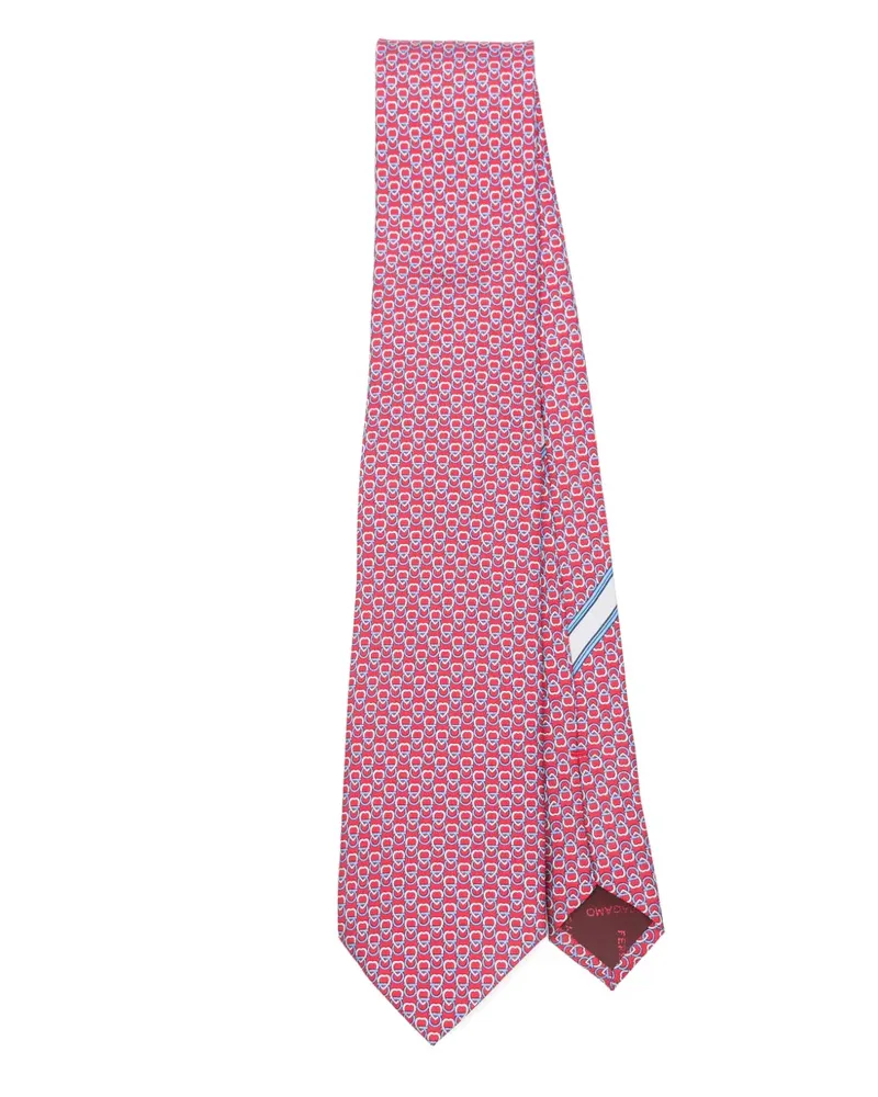 Ferragamo Seidenkrawatte mit geometrischem Print - Rot Rot