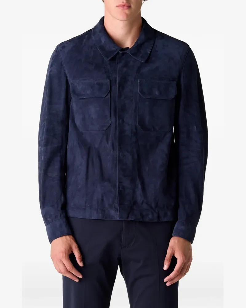 Tom Ford suede-effect flap-pocket shirt jacket - Blau Blau