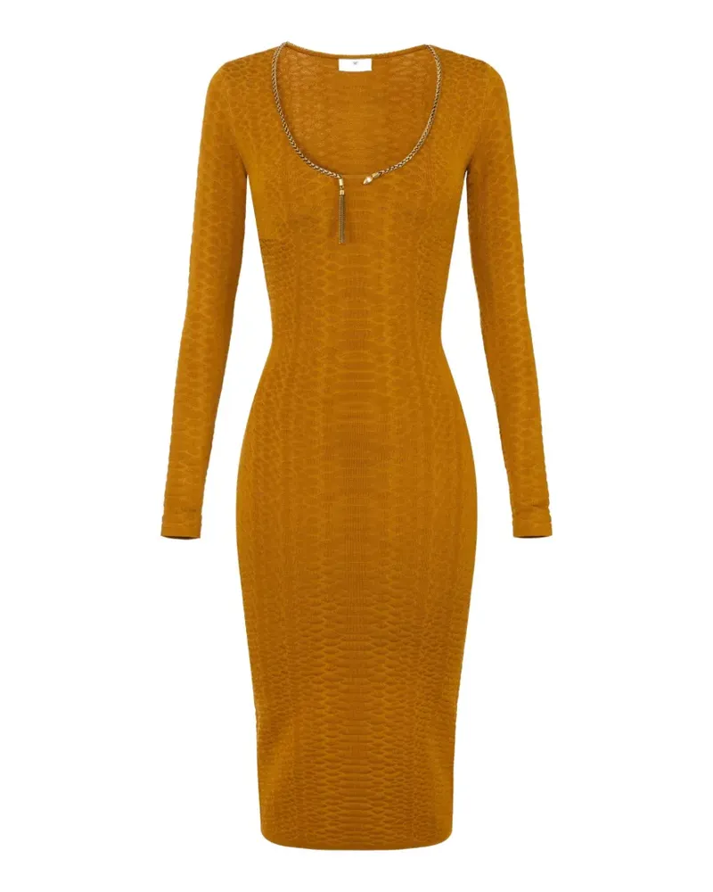 Elisabetta Franchi Strickkleid mit Schlangenmuster - Gelb Gelb