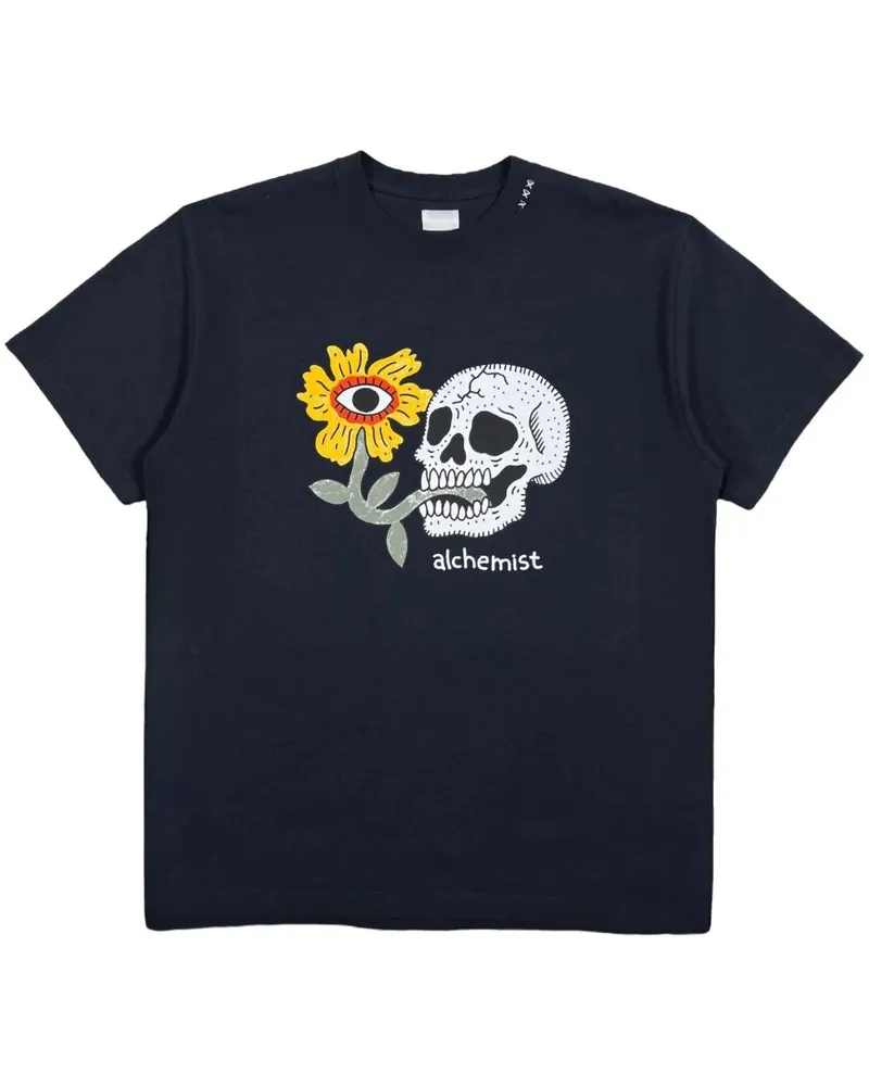 alchemist Floral Skull T-Shirt - Schwarz Schwarz