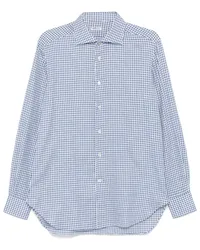 Kiton Hemd mit Vichy-Karomuster Blau