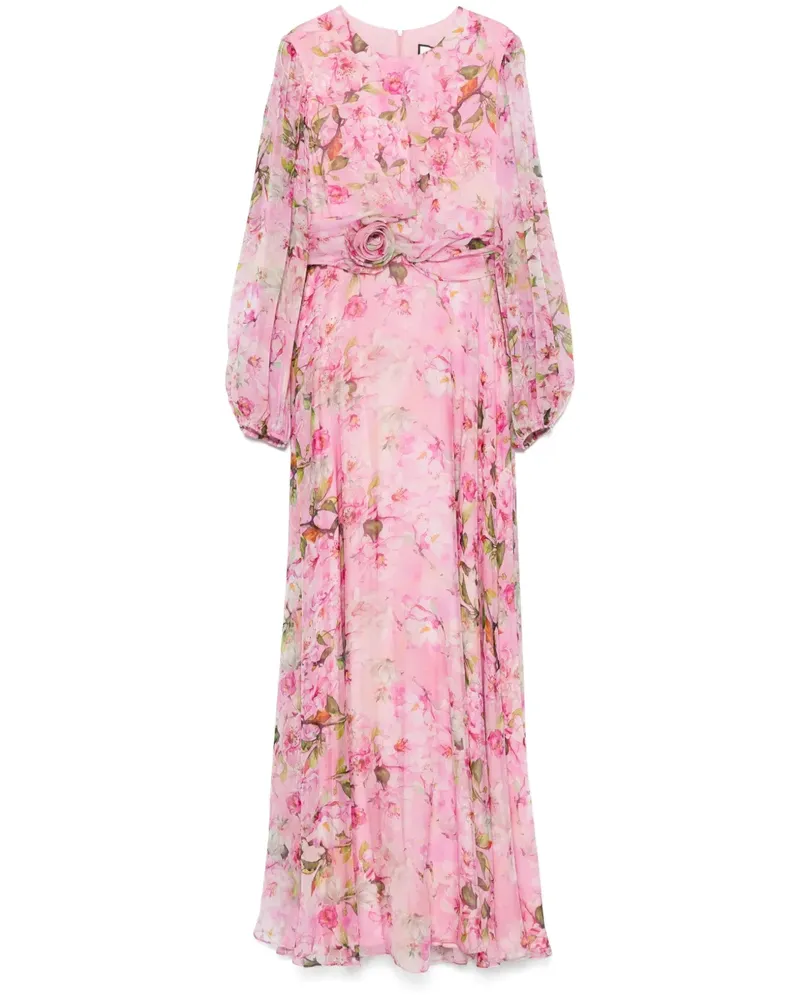 NISSA Seidenrobe mit Blumenapplikation - Rosa Rosa