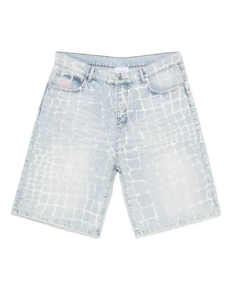 Blue Sky Inn Ausgeblichene Shorts mit Kroko-Effekt - Blau Blau