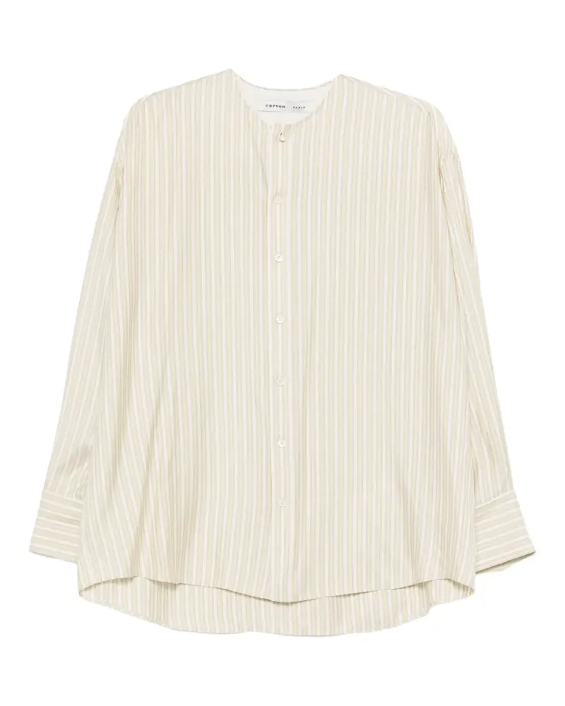 Carven striped-pattern collarless shirt - Nude Nude