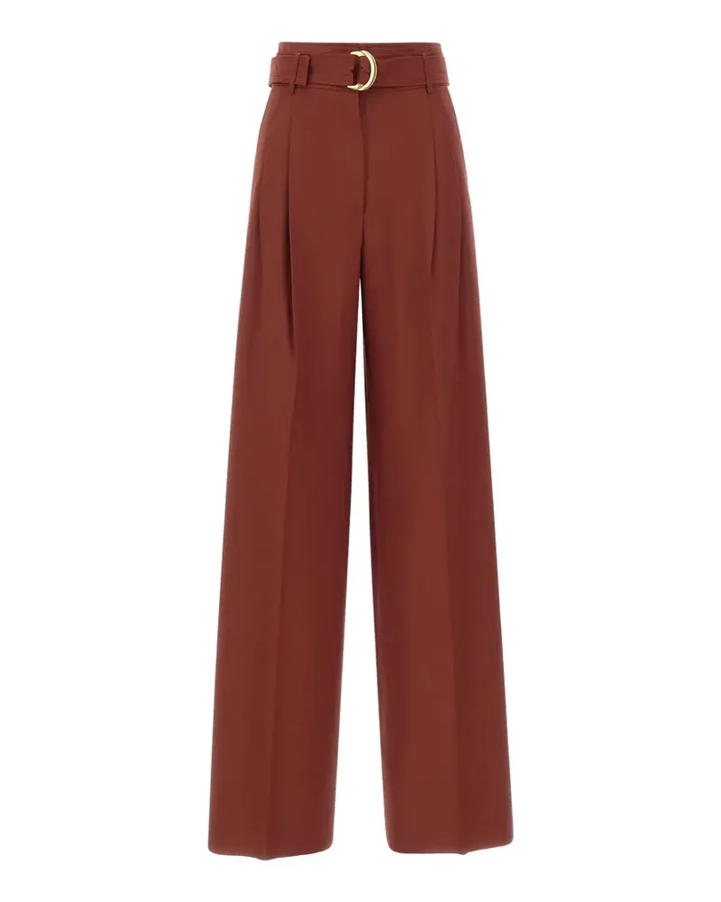 Max Mara Plissierte Hose mit Gürtel - Rot Rot