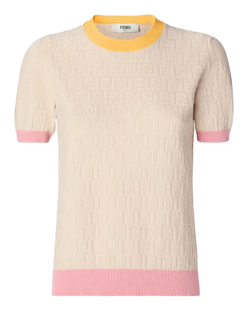 Fendi Texturiertes T-Shirt - Rosa Rosa