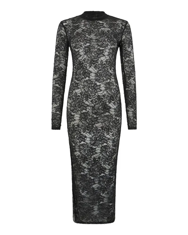 Philipp Plein Rückenfreies Spitzenkleid mit Monogramm - Schwarz Schwarz