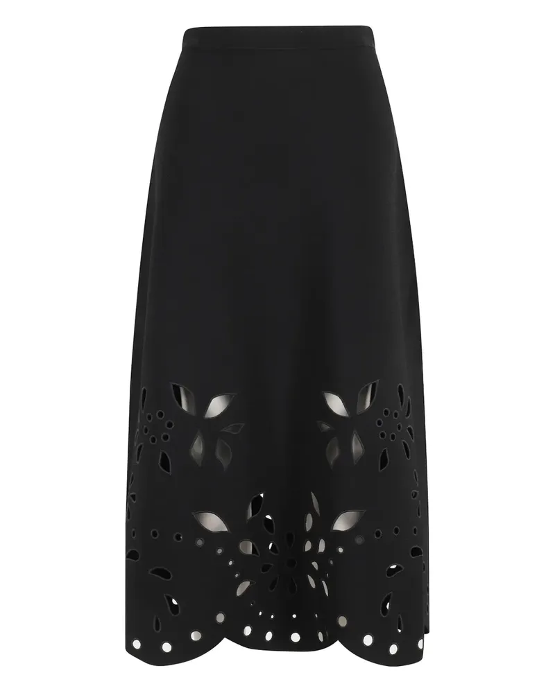 Ulla Johnson Grace Blumen-Midirock mit Laser-Cuts - Schwarz Schwarz