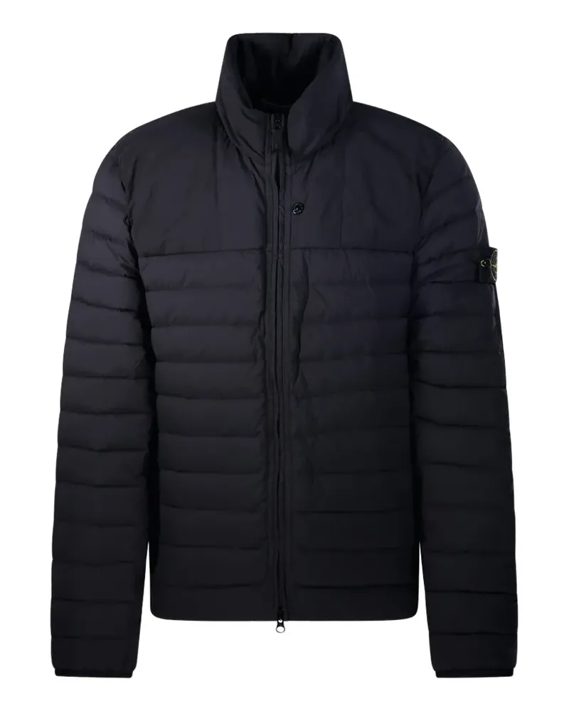 Stone Island quilted logo-patch jacket - Blau Blau
