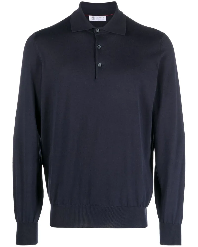 Brunello Cucinelli Pullover mit Polokragen Blau