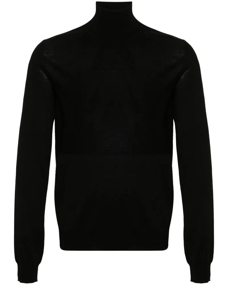 Jil Sander Fein gestrickter Pullover - Schwarz Schwarz