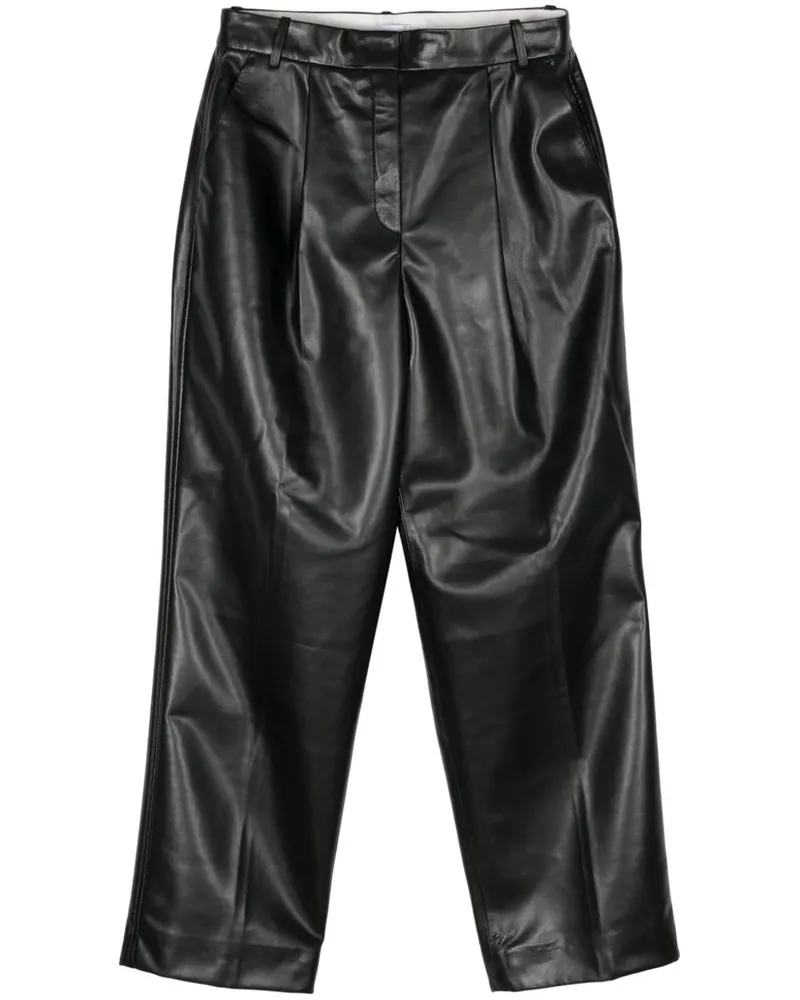 Calvin Klein Straight-Leg-Hose mit Falten - Schwarz Schwarz