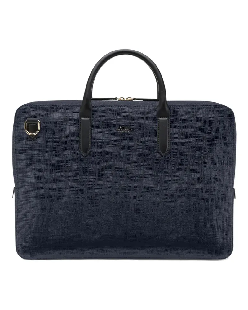 Smythson Panama Aktentasche aus strukturiertem Leder - Blau Blau