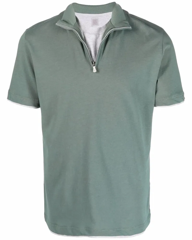 Eleventy Poloshirt mit Reißverschluss - Grün Grün