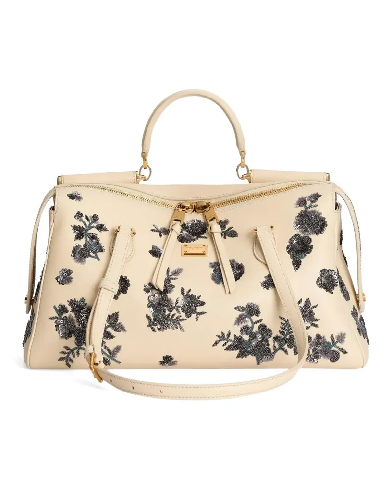 Dolce & Gabbana Mittelgroße Vittoria Handtasche mit Stickerei - Nude Nude