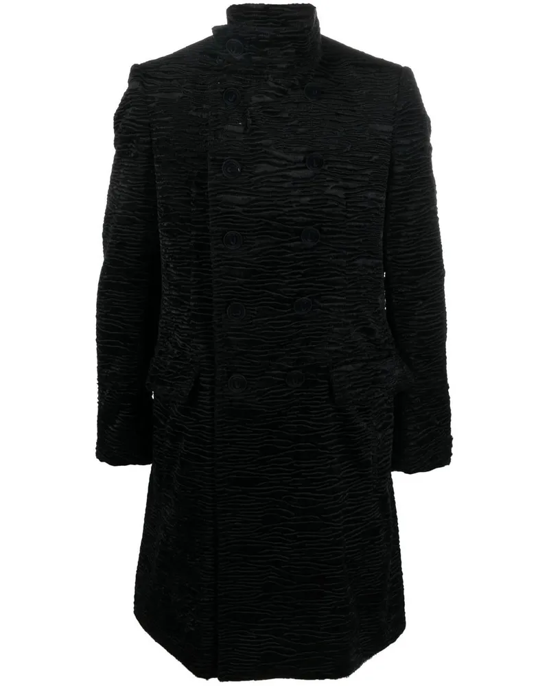 Balmain Doppelreihiger Cloque-Mantel - Schwarz Schwarz