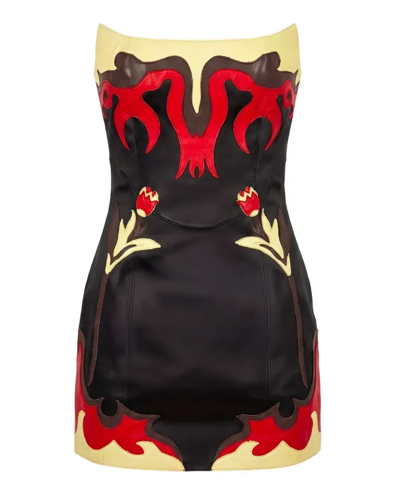 Marine Serre floral-patch mini dress - Schwarz Schwarz