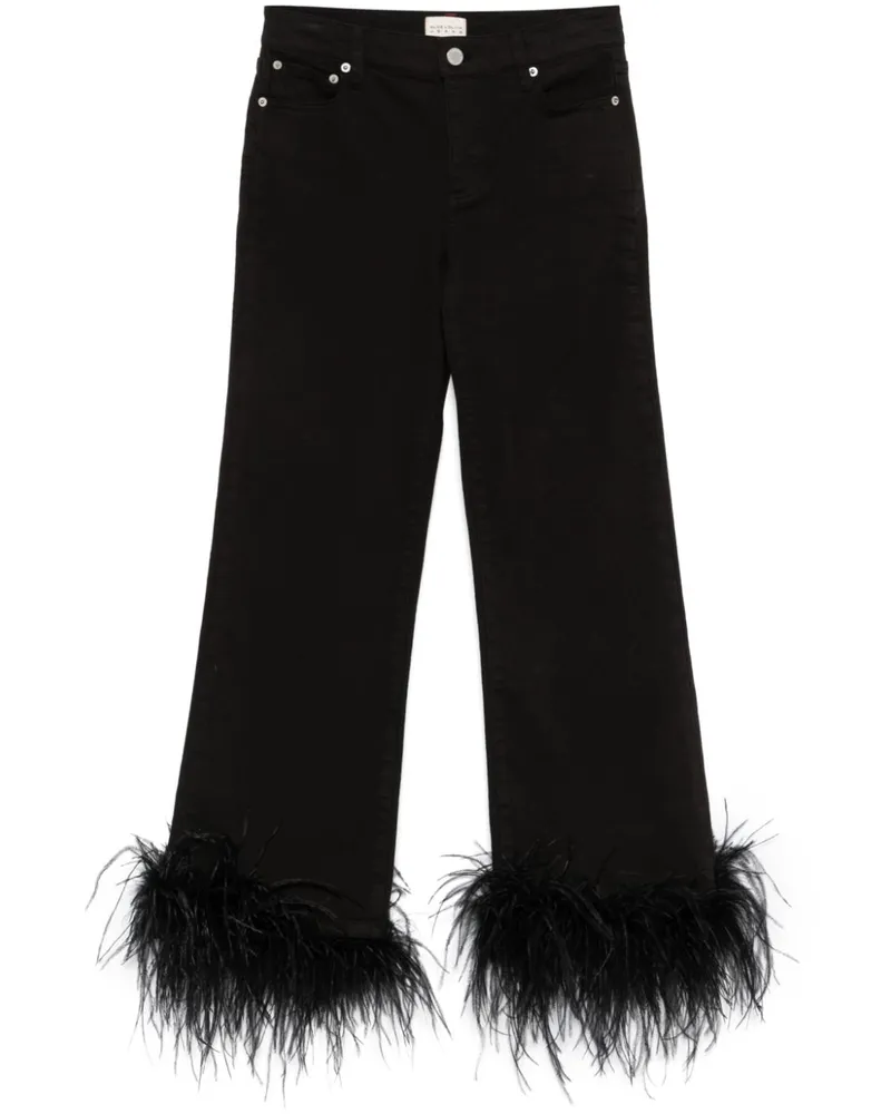 Alice + Olivia Jeans mit Federn - Schwarz Schwarz