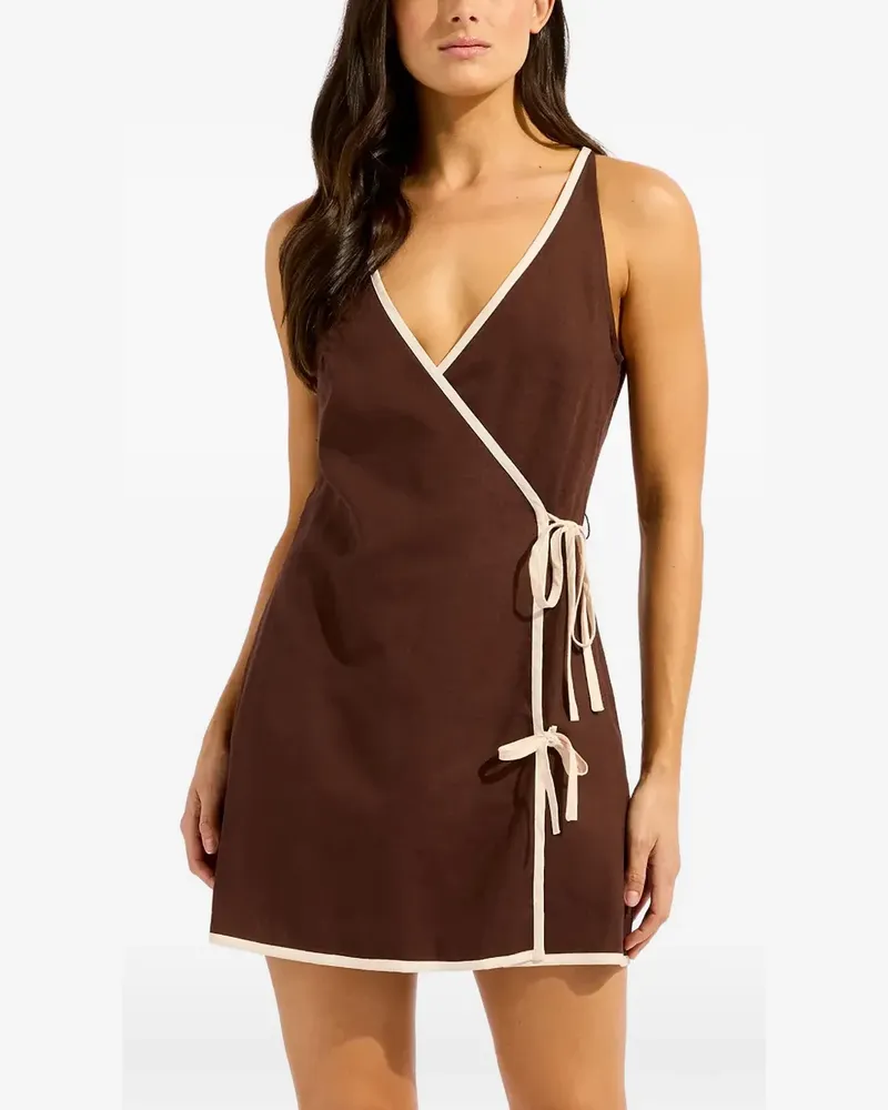 Seafolly Australia contrast-trim wrap mini dress - Braun Braun