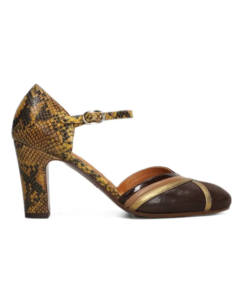 Chie Mihara Mirka snakeskin-effect panelled pumps - Braun Braun
