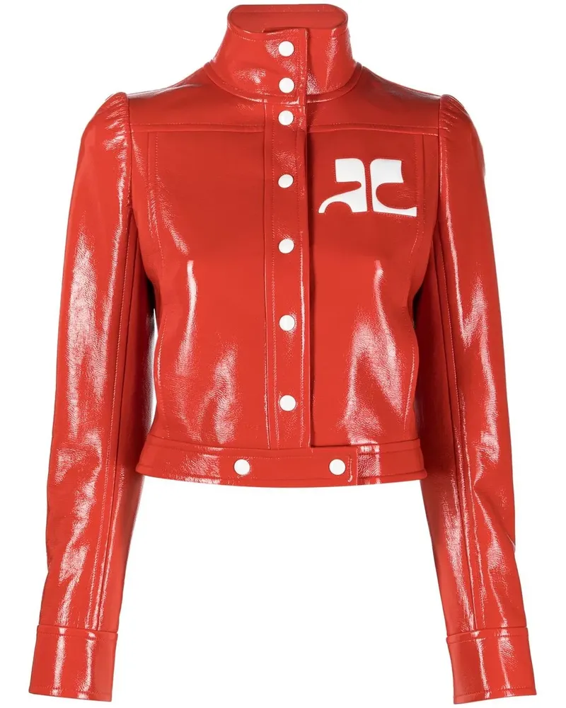 Courrèges Cropped-Jacke mit Logo-Print - Rot Rot