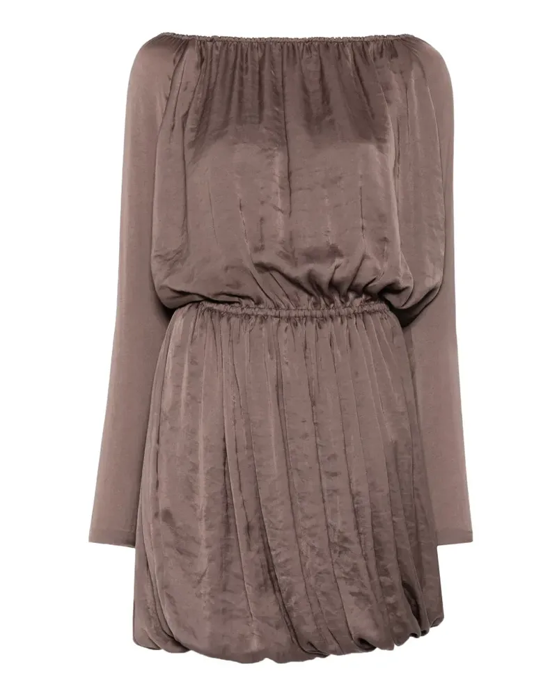 Saint Laurent elasticated long-sleeve midi dress - Braun Braun