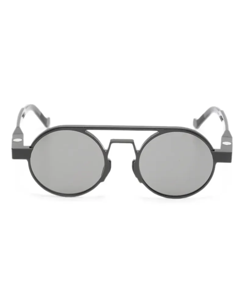 VAVA EYEWEAR Runde Sonnenbrille mit Doppelsteg - Schwarz Schwarz