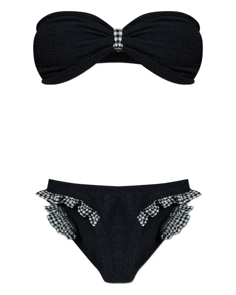 Hunza G Jean Bikini in Knitteroptik mit Vichy-Karo - Schwarz Schwarz