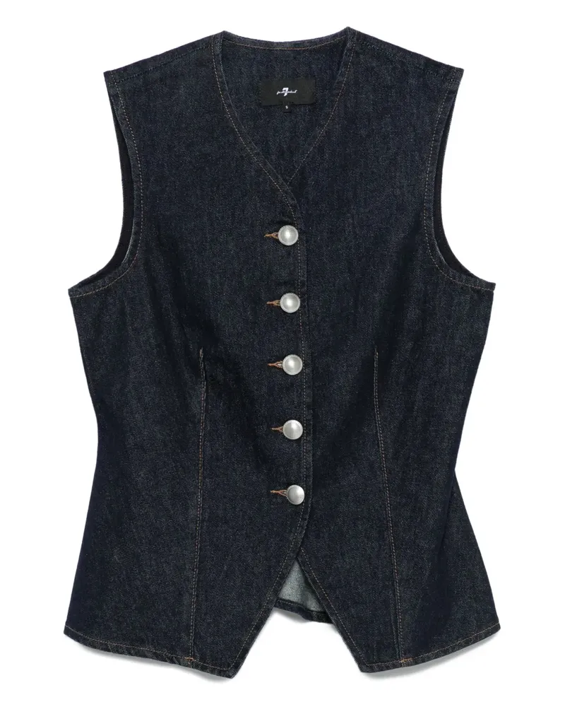 7 for all mankind Lady Jeansweste mit Knopfverschluss - Blau Blau