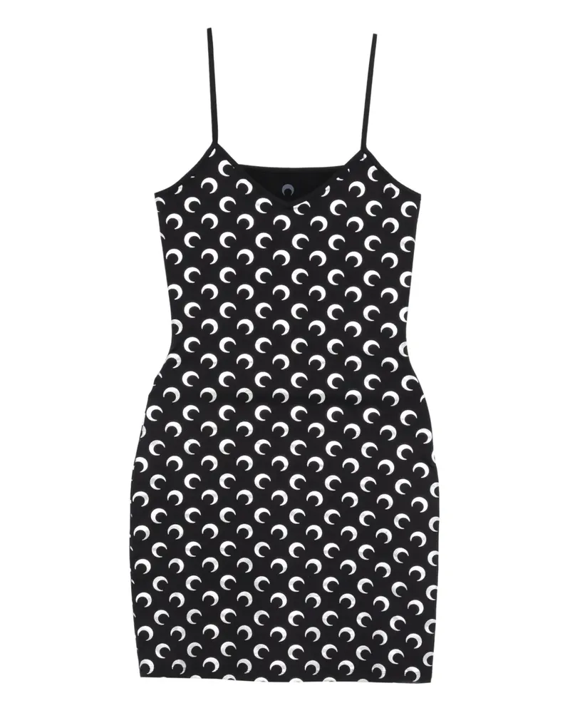 Marine Serre Minikleid mit Mond-Print - Schwarz Schwarz