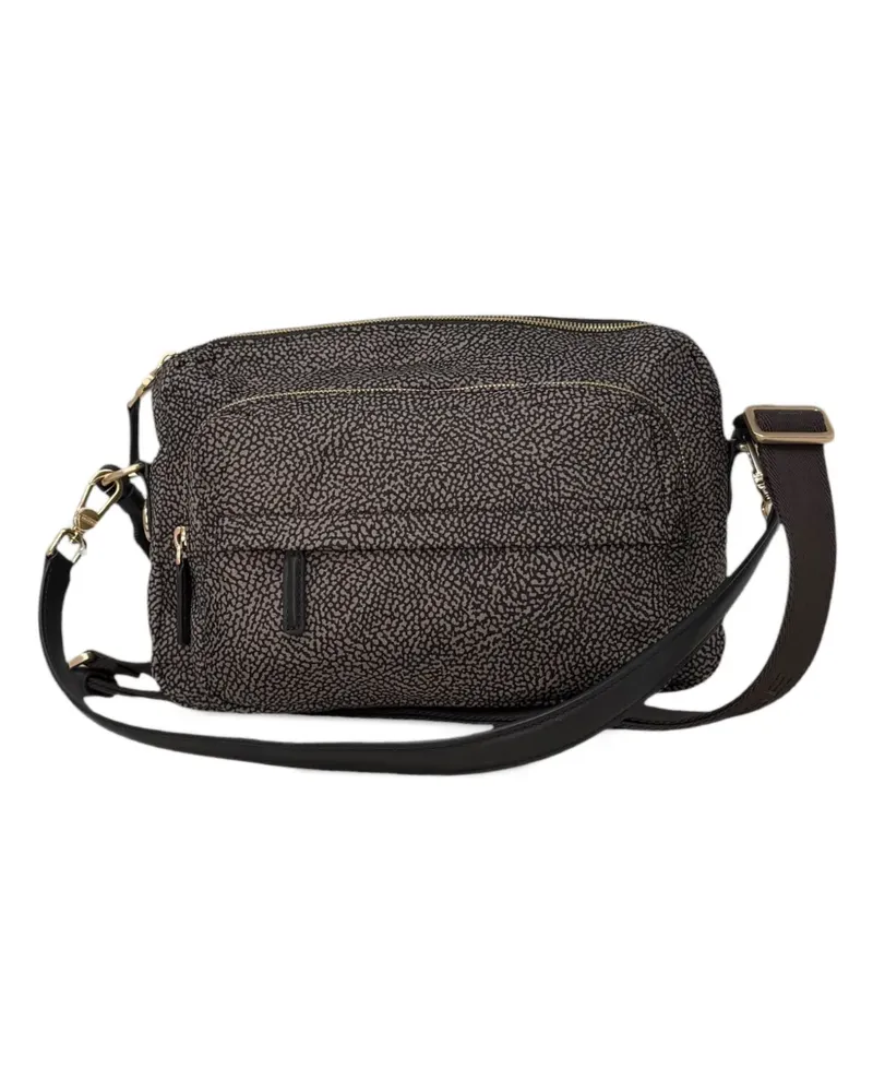 Borbonese Mittelgroße B-Club Schultertasche - Schwarz Schwarz