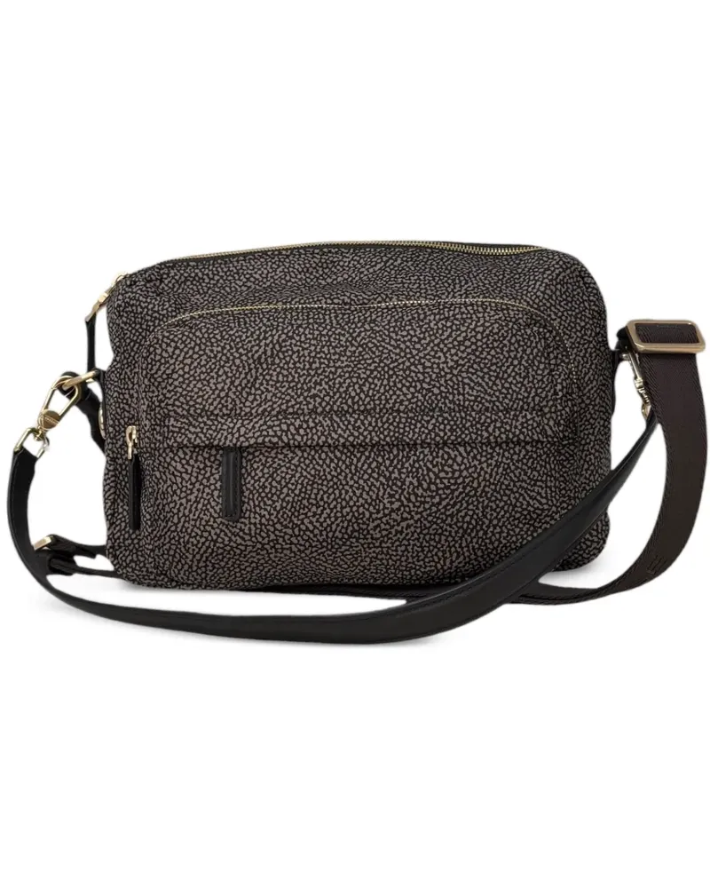 Borbonese Mittelgroße B-Club Schultertasche - Schwarz Schwarz