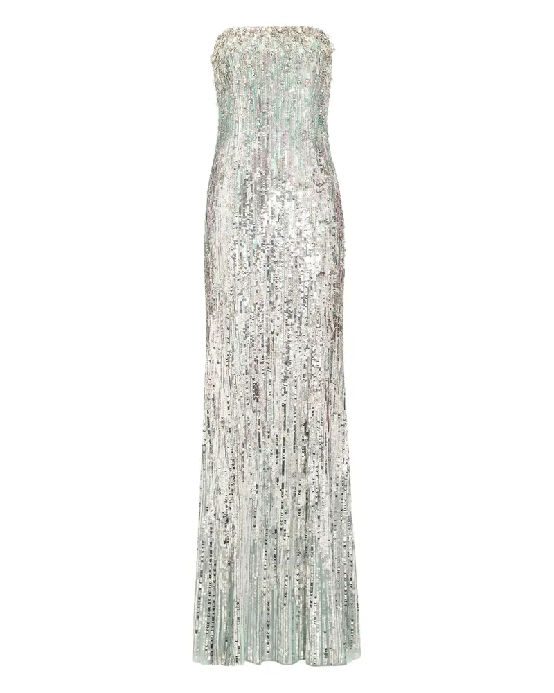 Jenny Packham Honesty Maxikleid mit Pailletten - Grau Grau