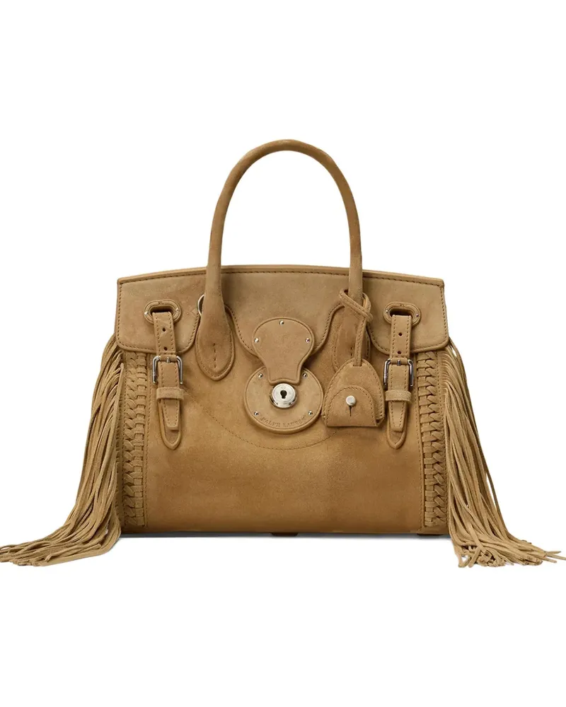 Ralph Lauren Kleine Ricky Tote Bag 27cm mit Fransen - Braun Braun