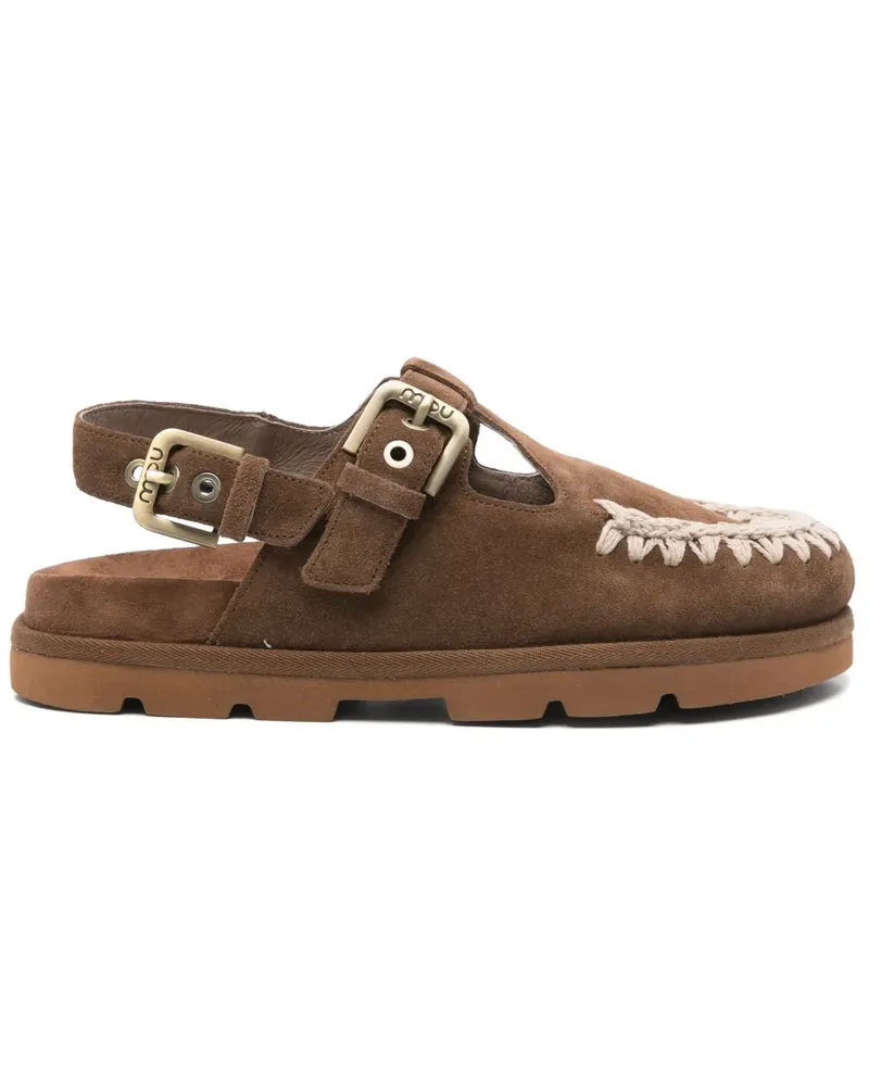 Mou Bestickte Mules aus Wildleder - Braun Braun